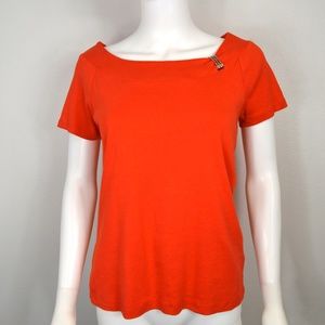 Orange Top with Silver Detailing
